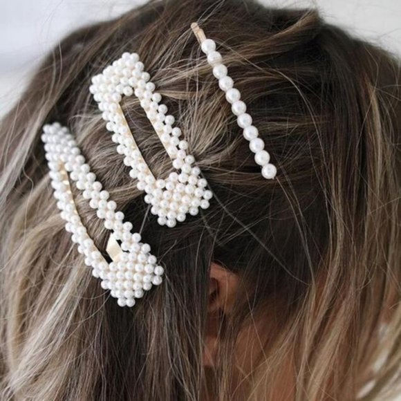 5 for $25 Pearl Hair Clip Rectangle Barrette Clip - Picture 3 of 4